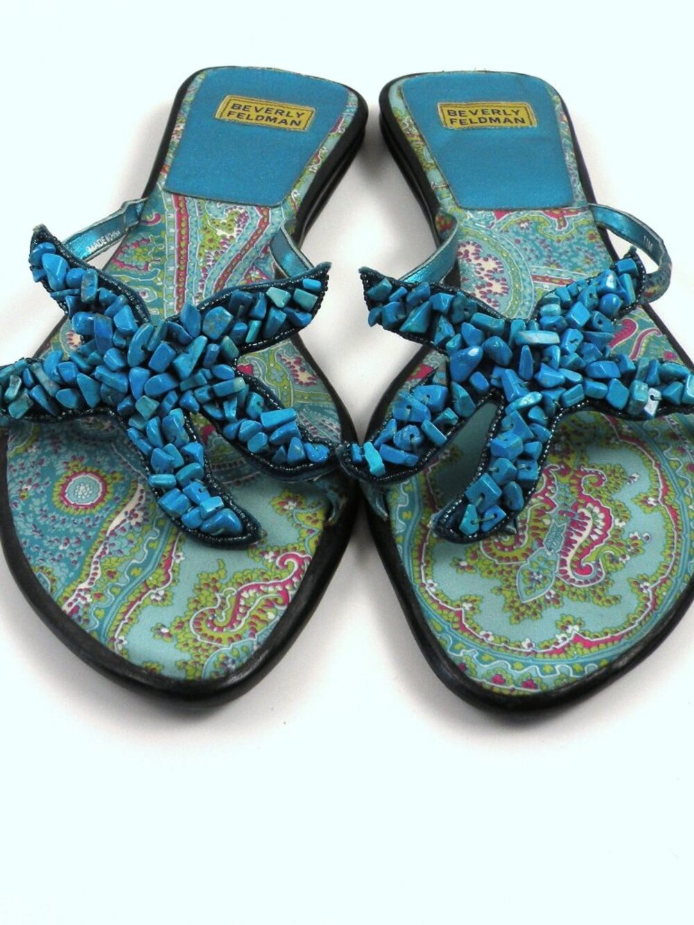 Beverly Feldman Turquoise stone Starfish Sandals 11